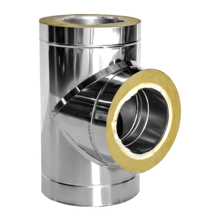 Dubultsienu izolētā dūmvada t-gabals 90&deg; &Oslash;300/400 (1mm) &ndash; ITK300-90