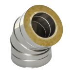 Dubultsienu izolētā dūmvada līkums 45&deg; &Oslash;130/225 (1mm) &ndash; IKK130-45